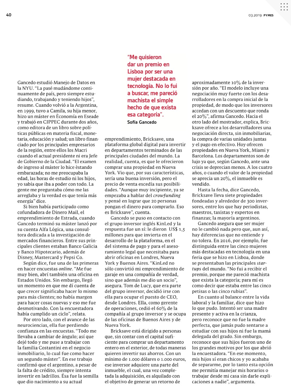 COO de Swift Partner, Sofia Gancedo, destaque em Pymes de Clarin