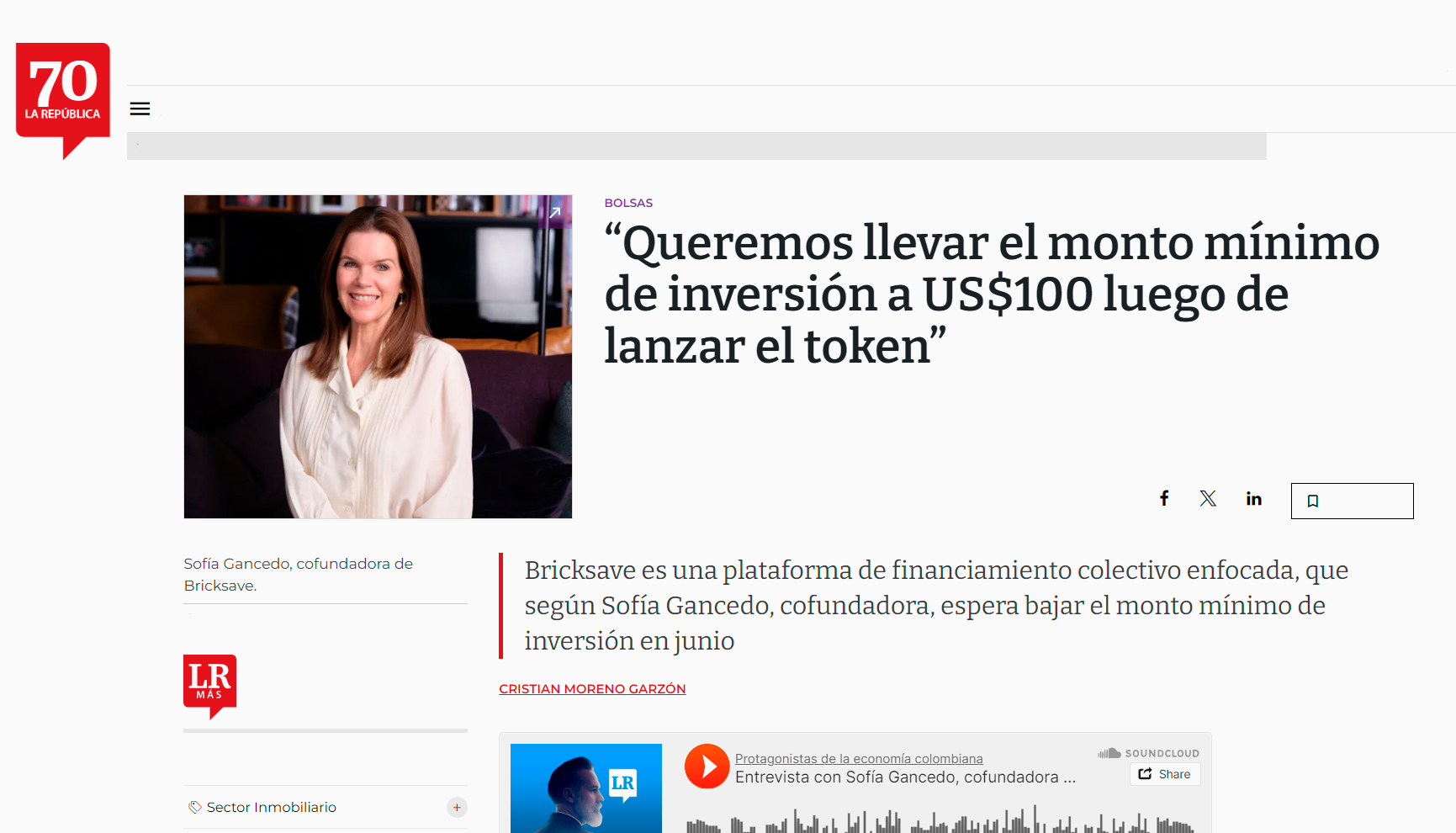 Swift Partner na imprensa (La República, Colômbia): “Queremos reduzir o valor mínimo de investimento para US$ 100 após o lançamento do token”.